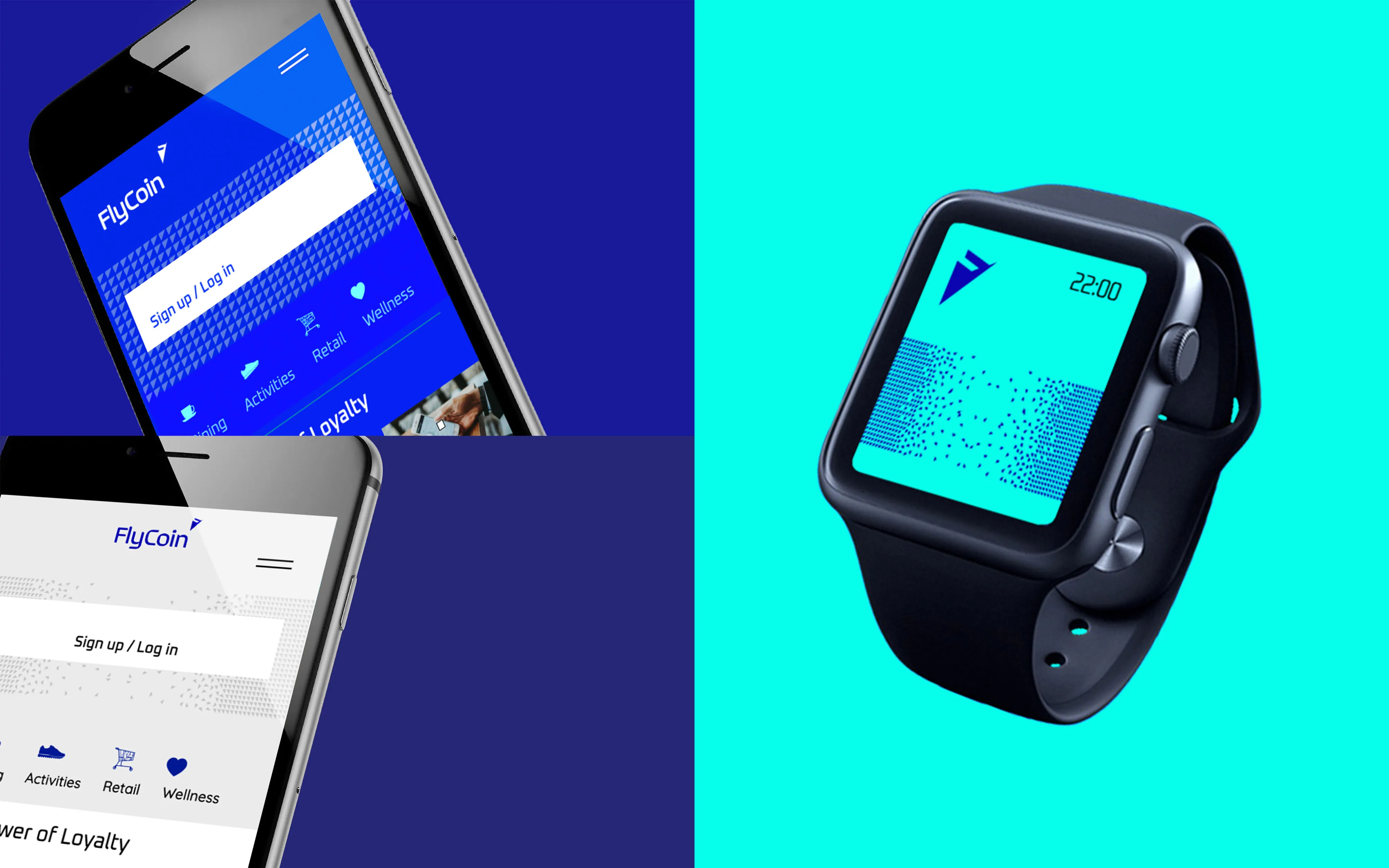 FlyCoin iPhone and AppleWatch MockUp Ui Ux design by Edmond Huot