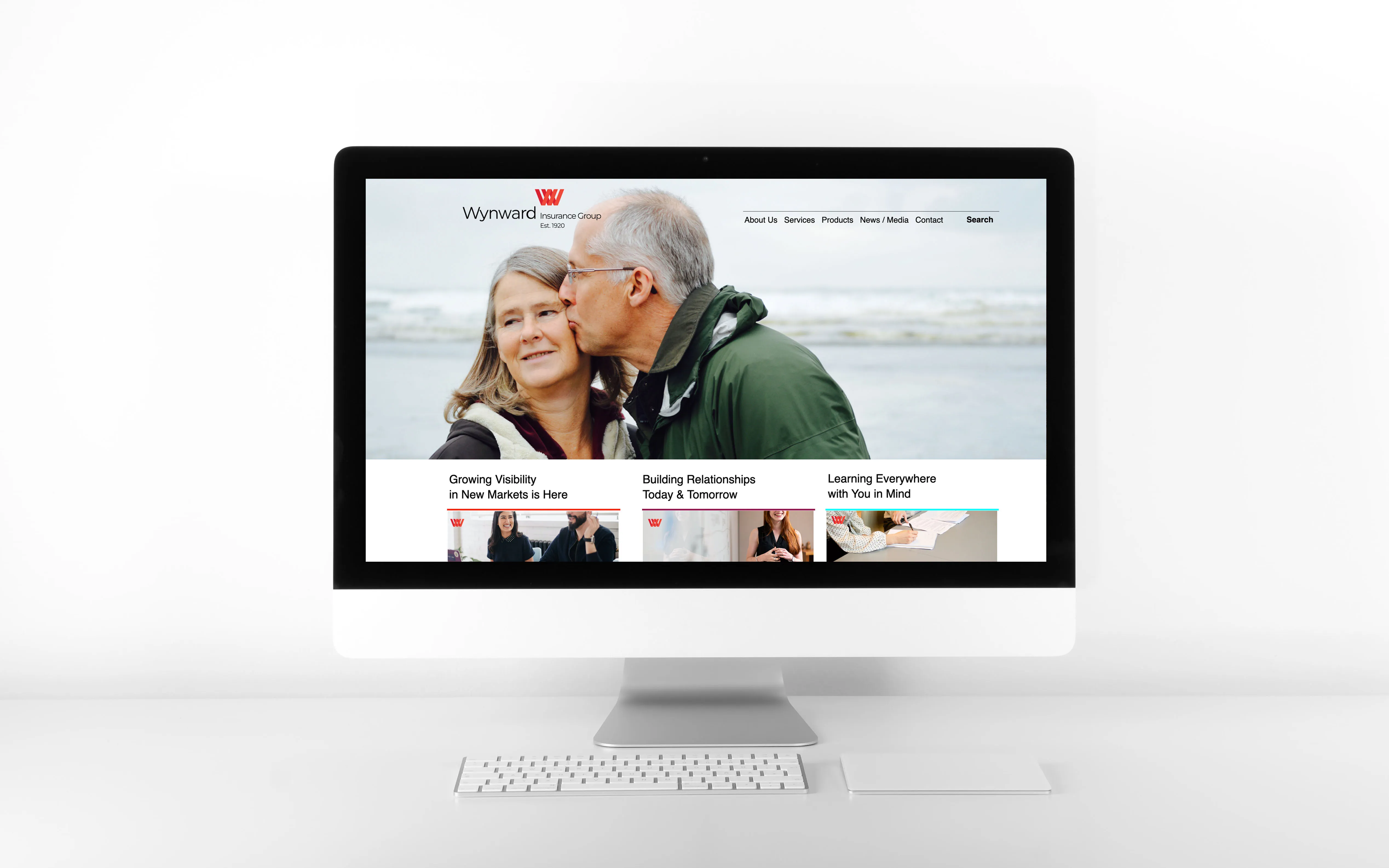 Wynward Insurance Group IMac design elderly couple kissing design by Edmond Huot