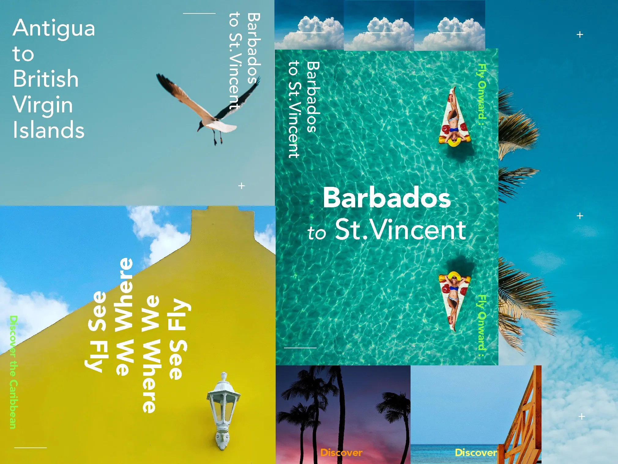 InterCaribbean moodboard of targeted strategy media  banners design by Edmond Huot