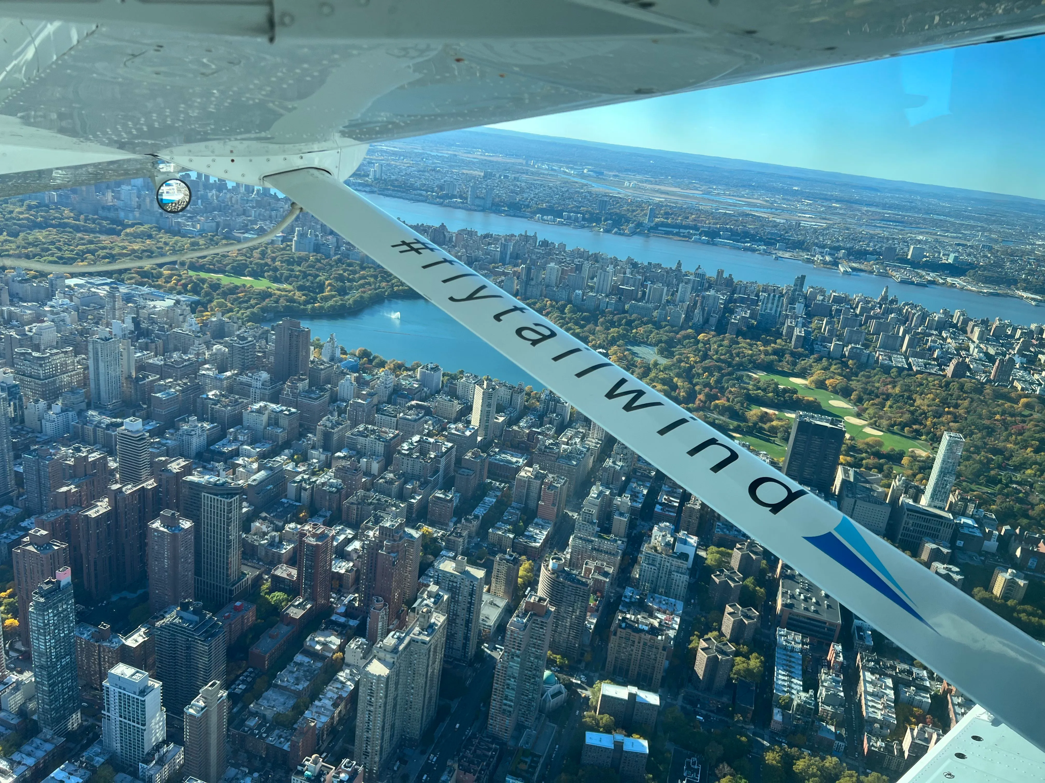 An overhead view of Manhattan as seen from a seat on the Tailwind Air seaplane.