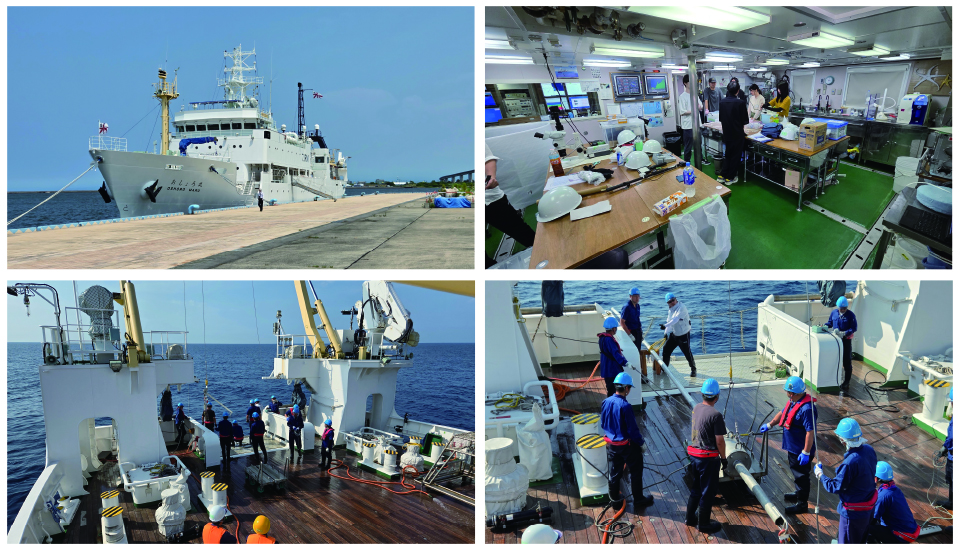 金沢大学の研究者が主席研究員として行った海底堆積物中の生物相調査にあわせて、海洋調査船「おしょろ丸」（北海道大学水産学部所管）にのりこみ、富山湾～能登半島南東沖にわたって海の堆積物をとり、海底地盤の調査も行っている。