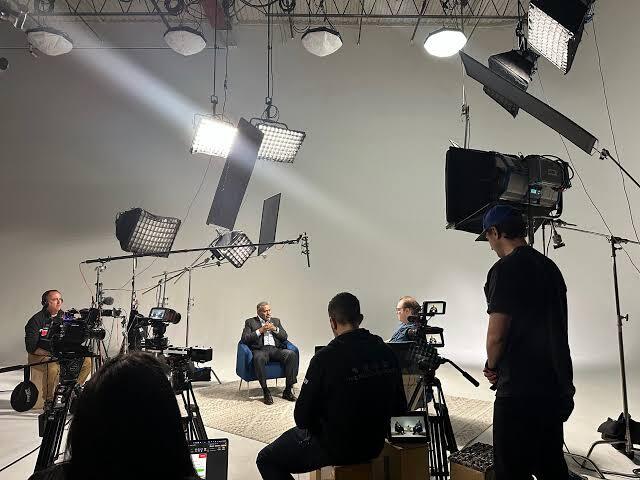 High-quality professional cinema equipment on a corporate video production set in Ireland.