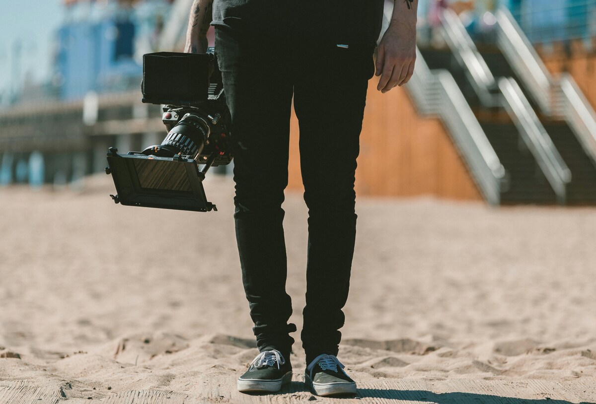 Freelance videographer creating a simple business video for a client