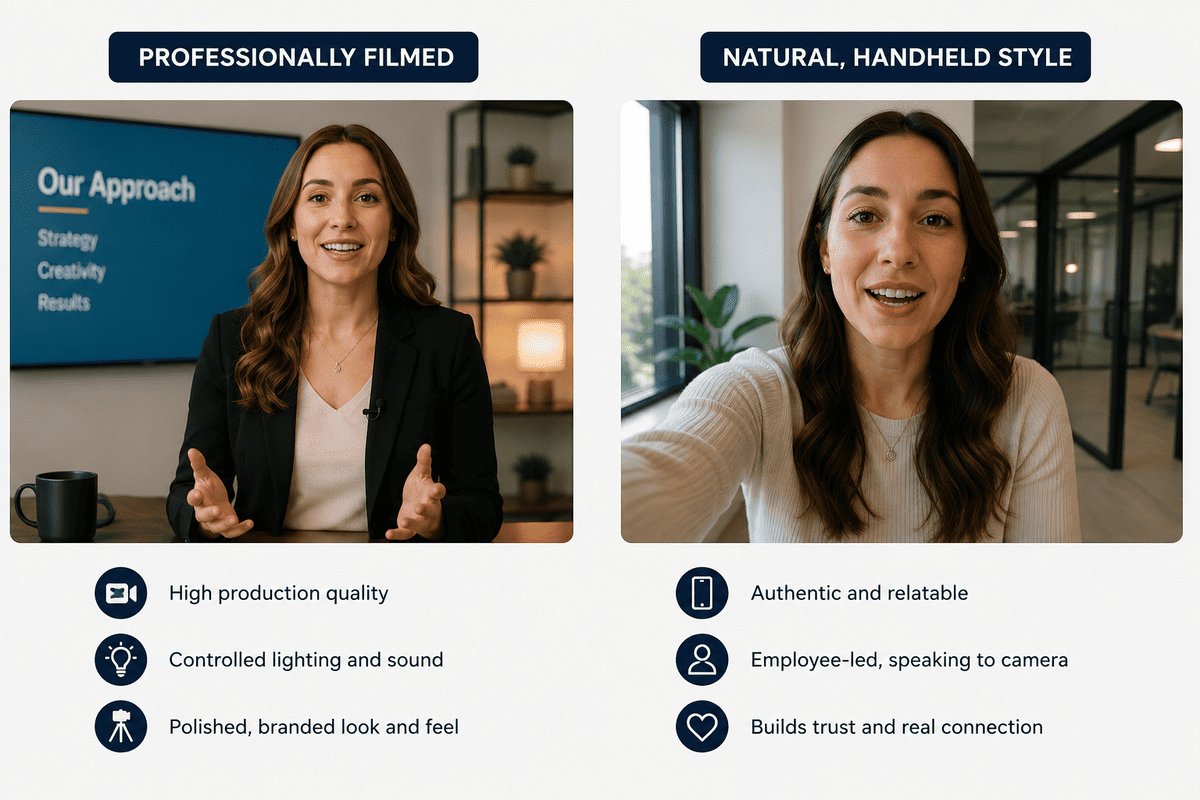 User-generated style corporate video with authentic employee storytelling