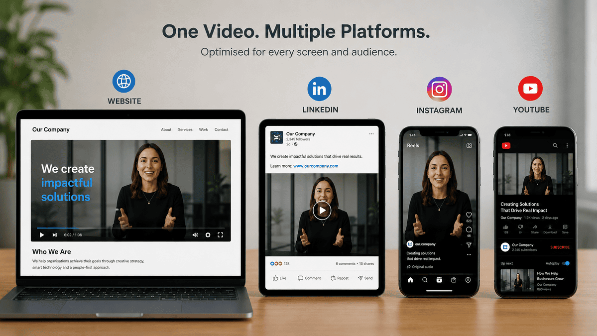 Corporate video content adapted for multiple digital platforms