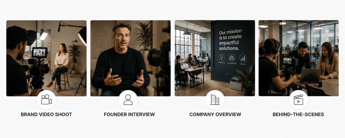 Brand videos, founder videos and behind-the-scenes content for increasing brand awareness