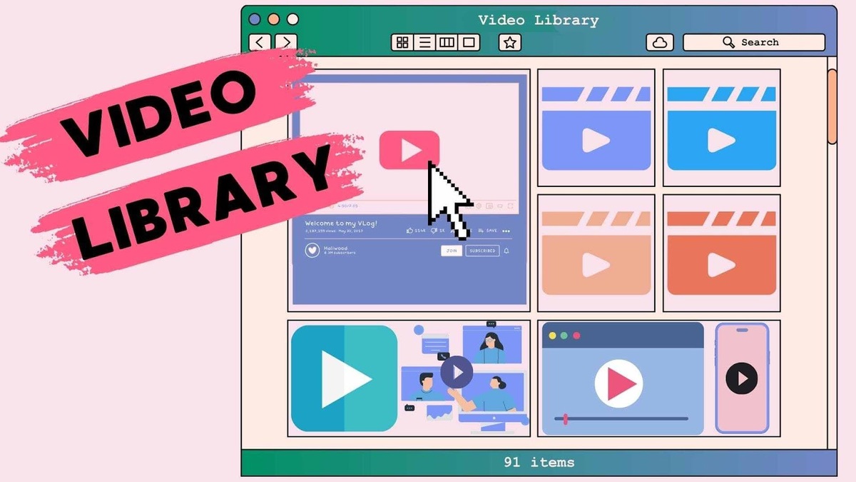 Organised business video content library with searchable video assets