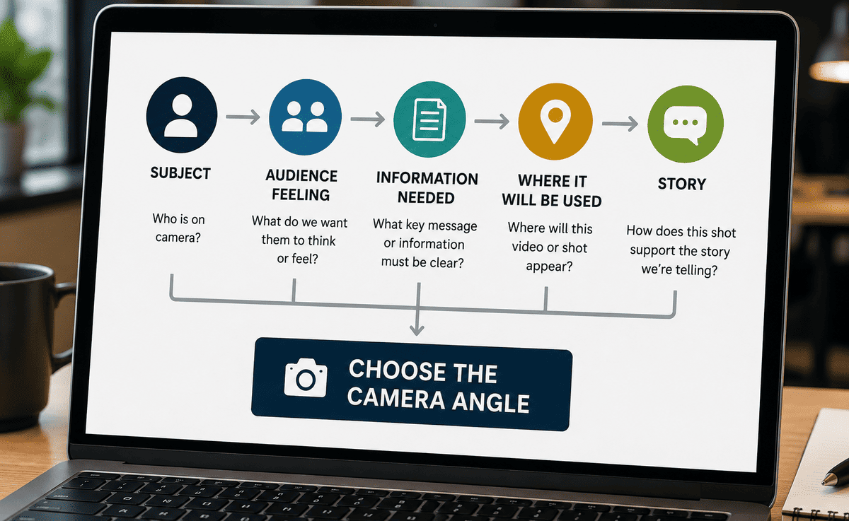 Framework for choosing the right camera angle for a business video