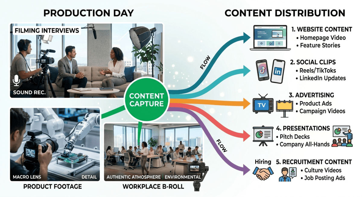 Original video production creating reusable content for multiple marketing channels