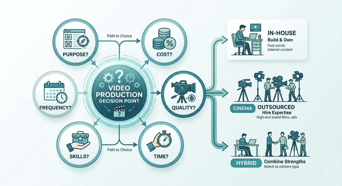 Six-factor framework for choosing in-house or outsourced video production