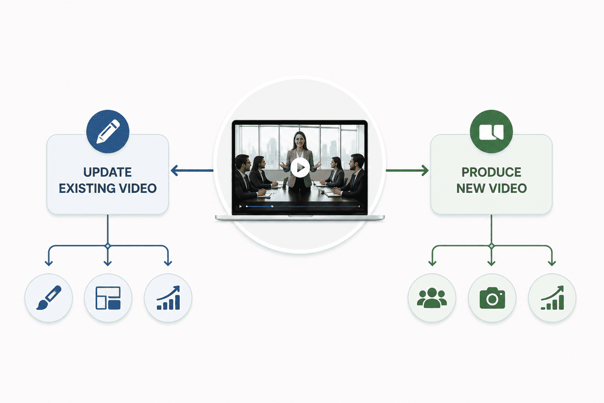 Decision framework for updating or replacing an existing business video