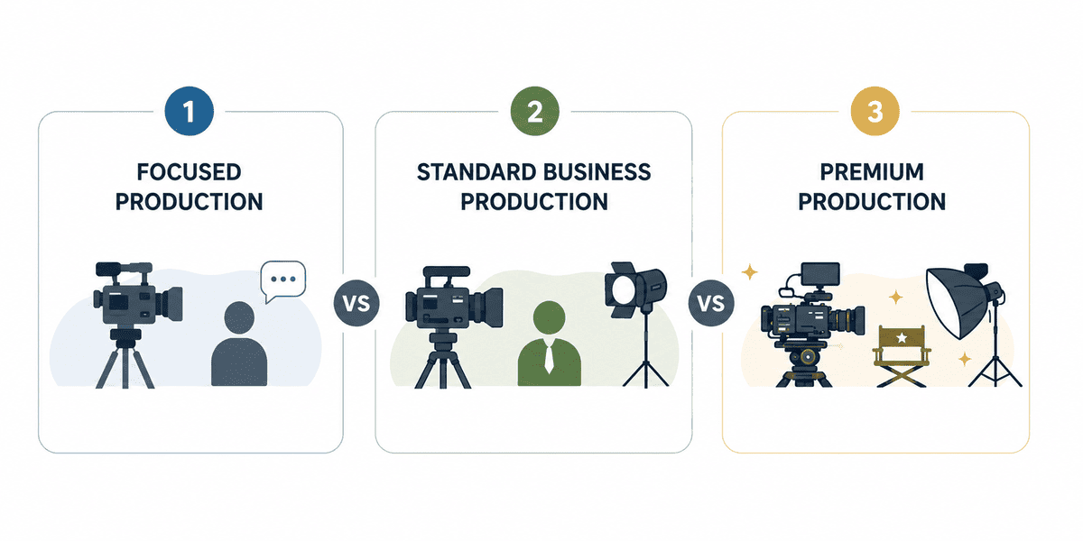 Comparison of focused standard and premium video production levels