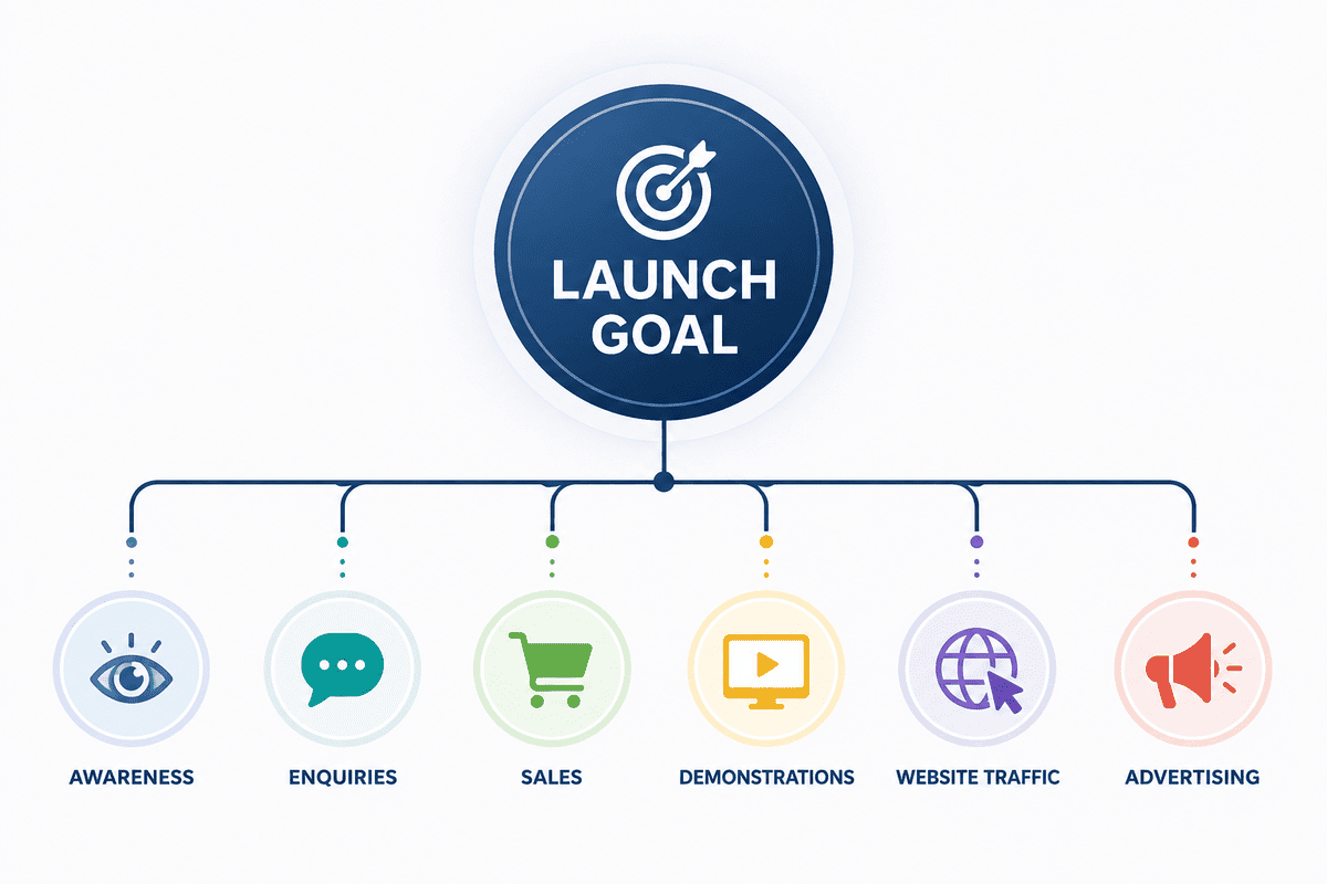 Video launch strategy connecting business goals with marketing outcomes
