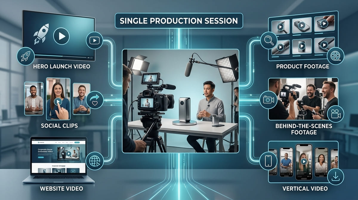 Video production session creating multiple launch campaign assets