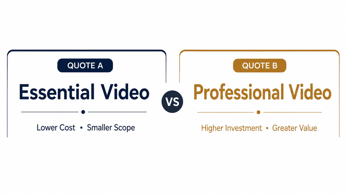 Comparison of video production quotes by scope and deliverables