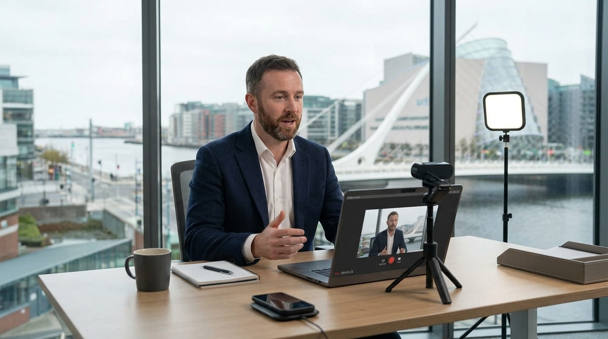 Salesperson recording a personalised video for a prospect