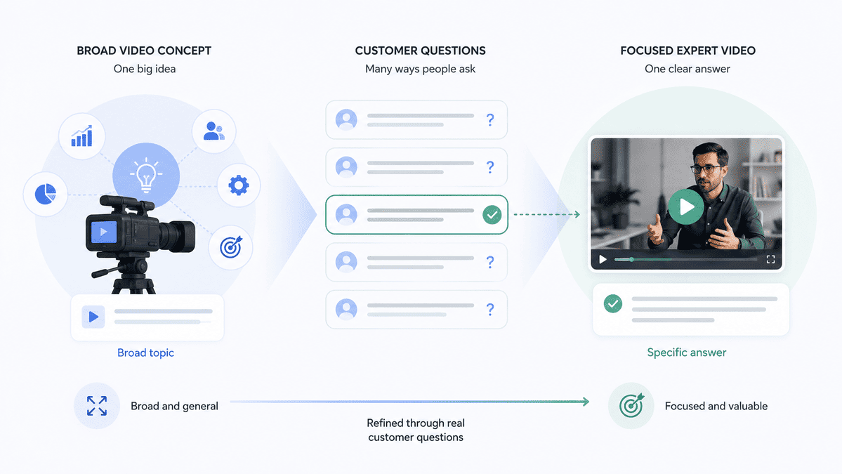 Turning customer questions into focused video content