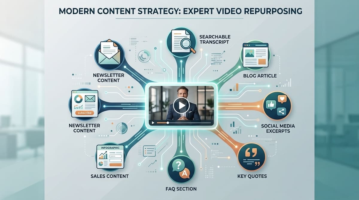 Video transcript repurposed into multiple content assets