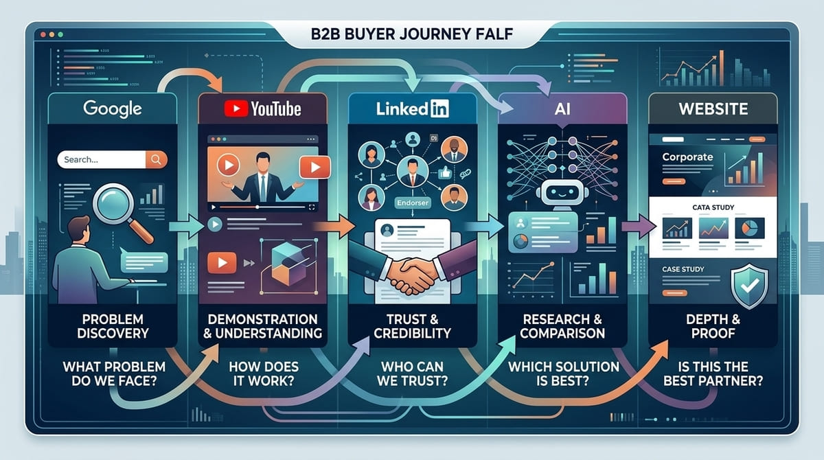 Google YouTube LinkedIn and AI in the B2B buyer journey