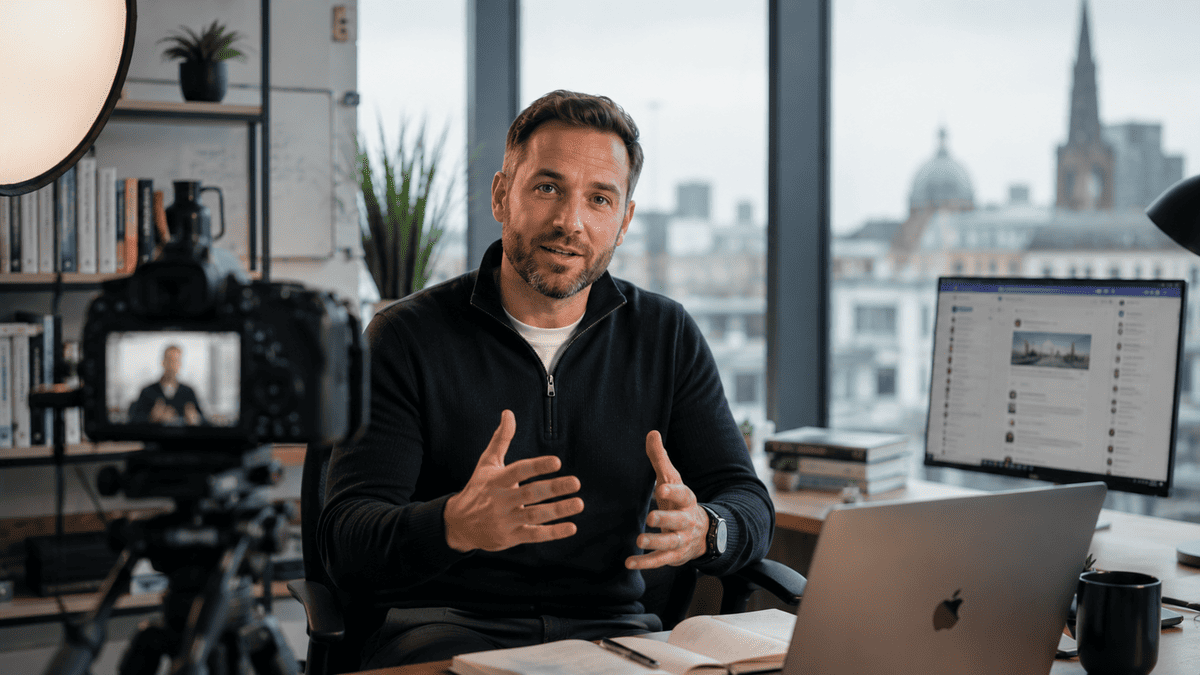 B2B expert creating LinkedIn video content to build trust