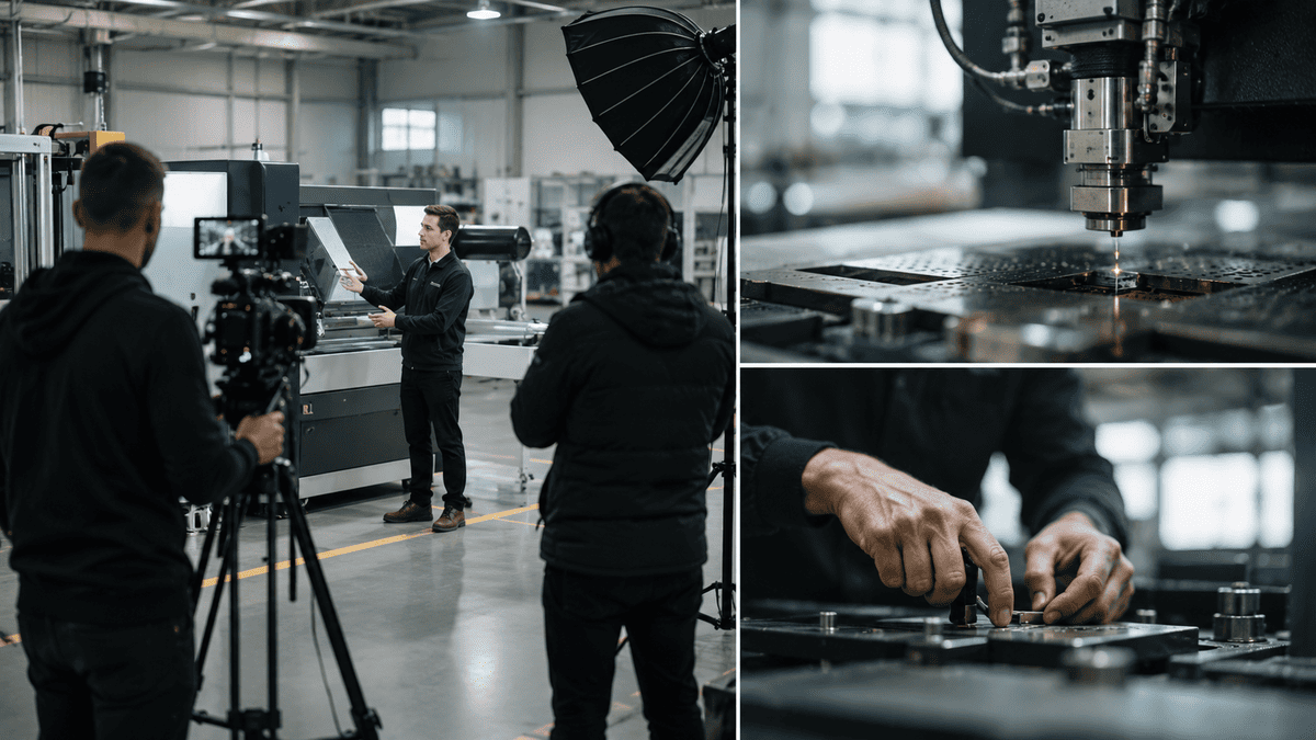 Product demonstration and workplace B-roll during corporate filming