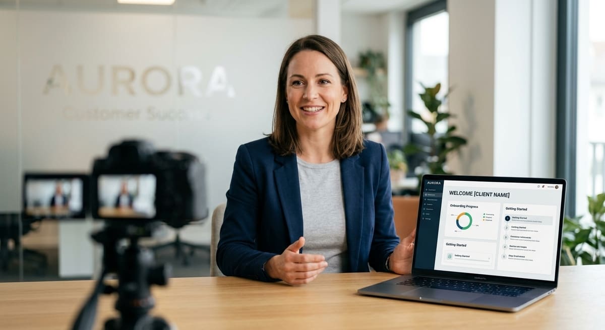 Customer success manager recording a B2B customer welcome video