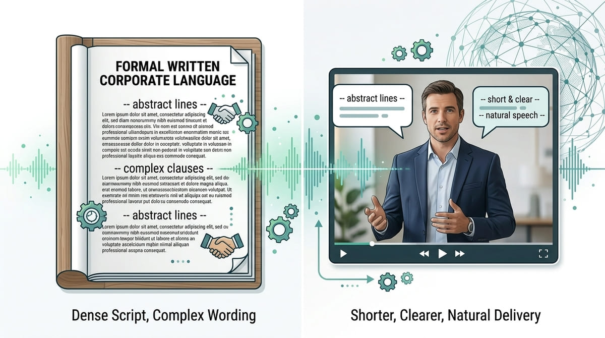 Turning corporate writing into natural spoken video script language