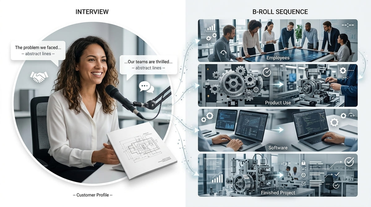 B-roll footage supporting a B2B customer case study interview