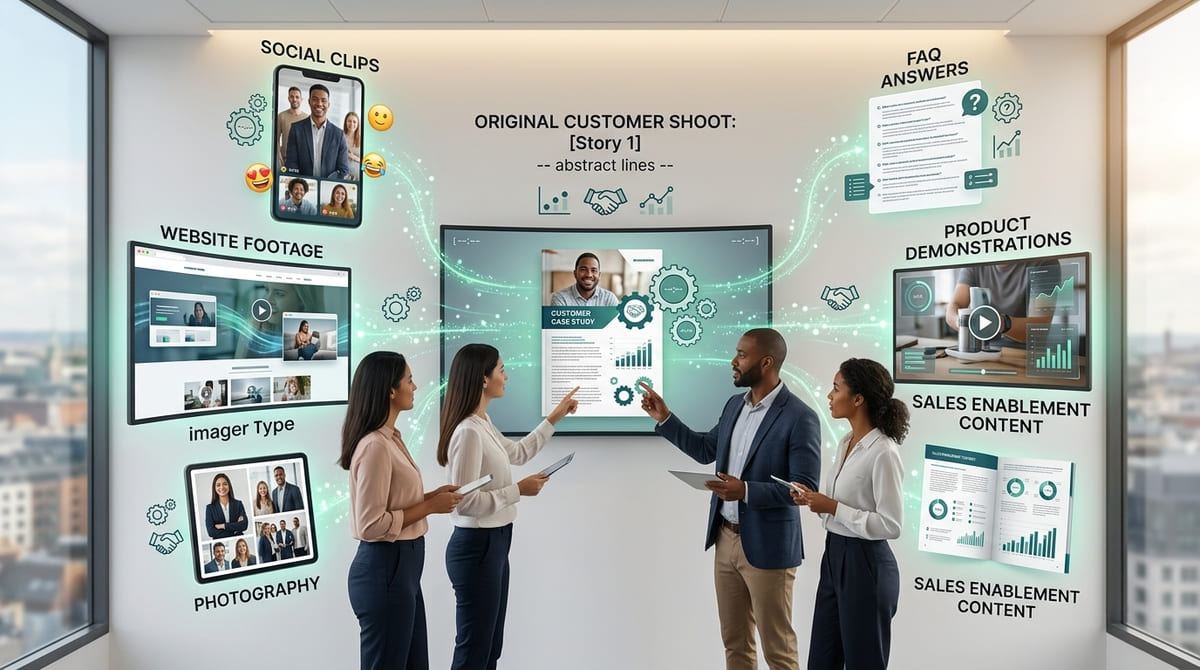 Multiple marketing assets created from one B2B case study video shoot