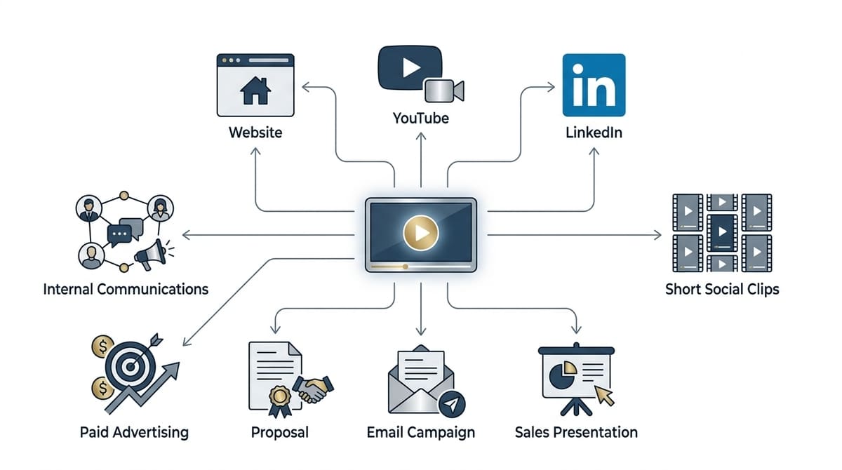 One business video repurposed across multiple marketing and sales channels