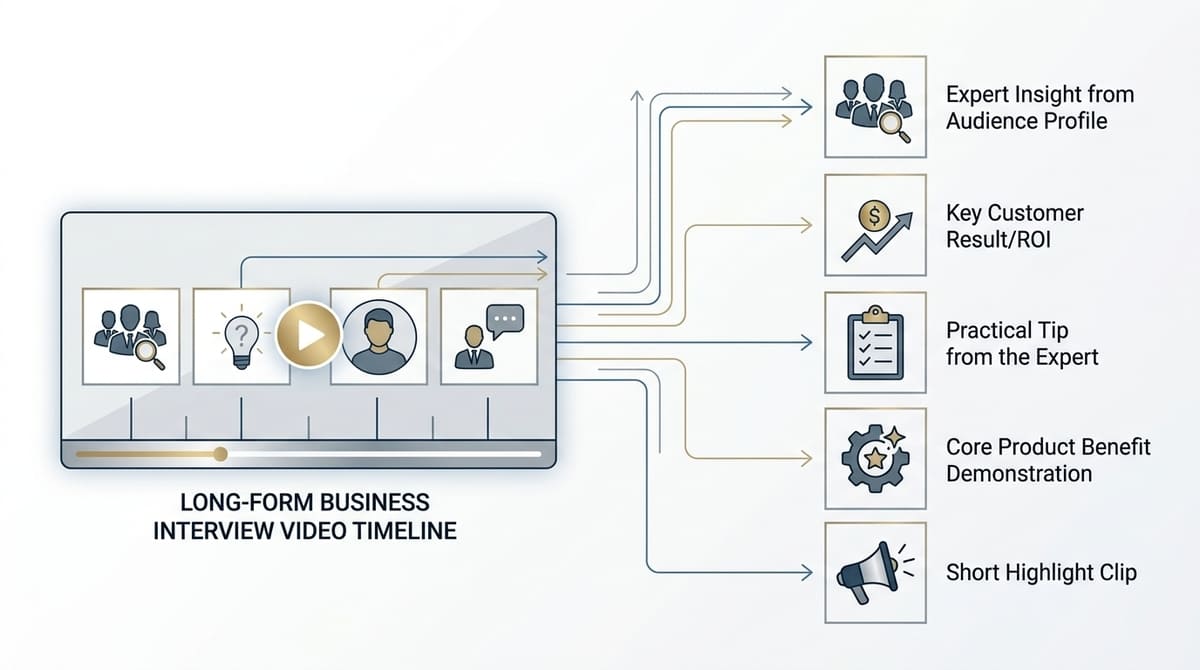 Long-form business video being repurposed into short-form social clips