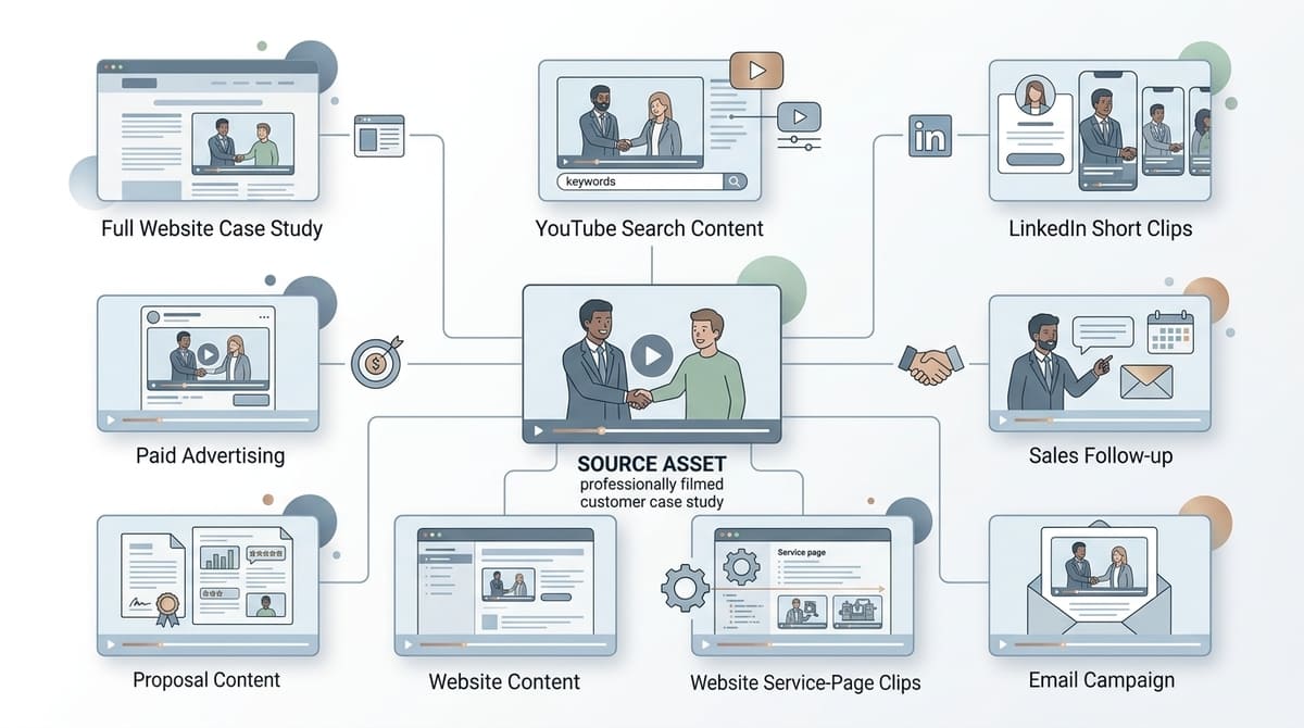 One customer case study video repurposed into a complete content campaign