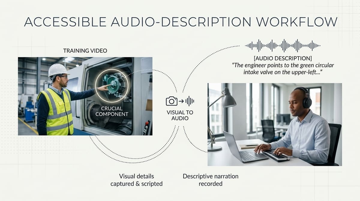 Audio description providing access to important visual information in video