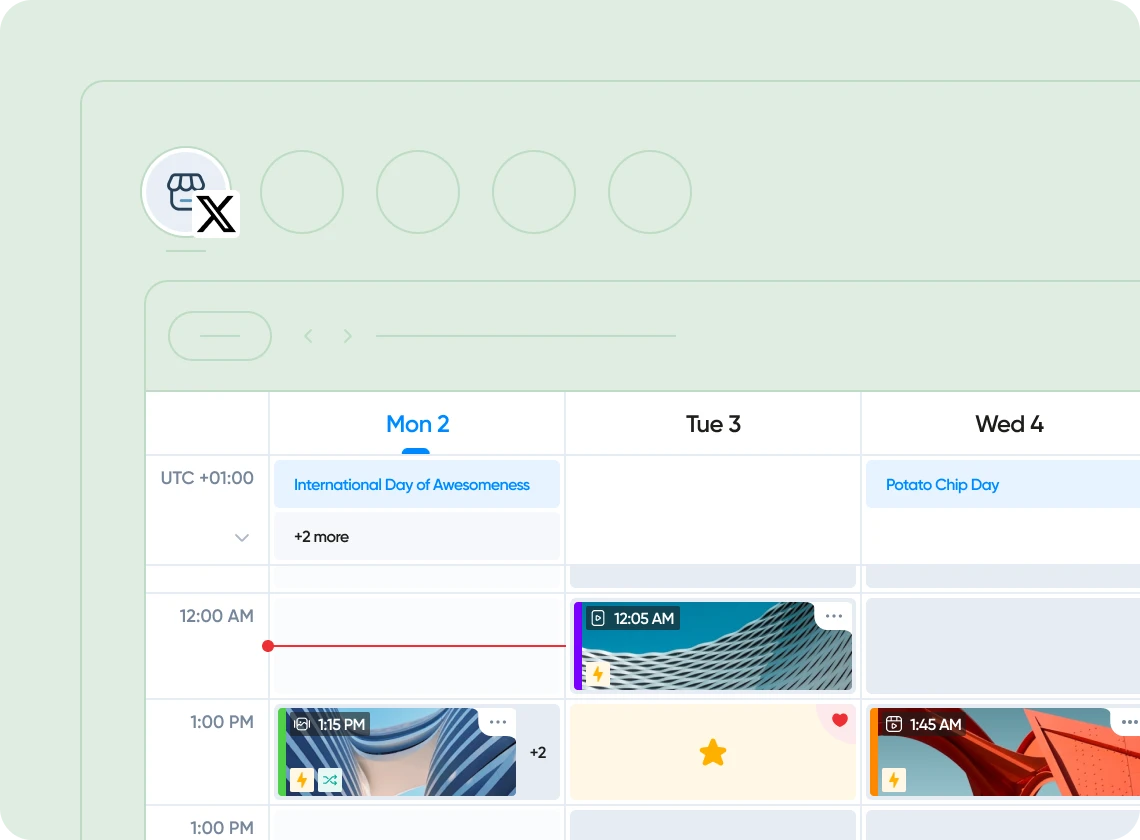 Aperçu du calendrier Iconosquare X (Twitter)