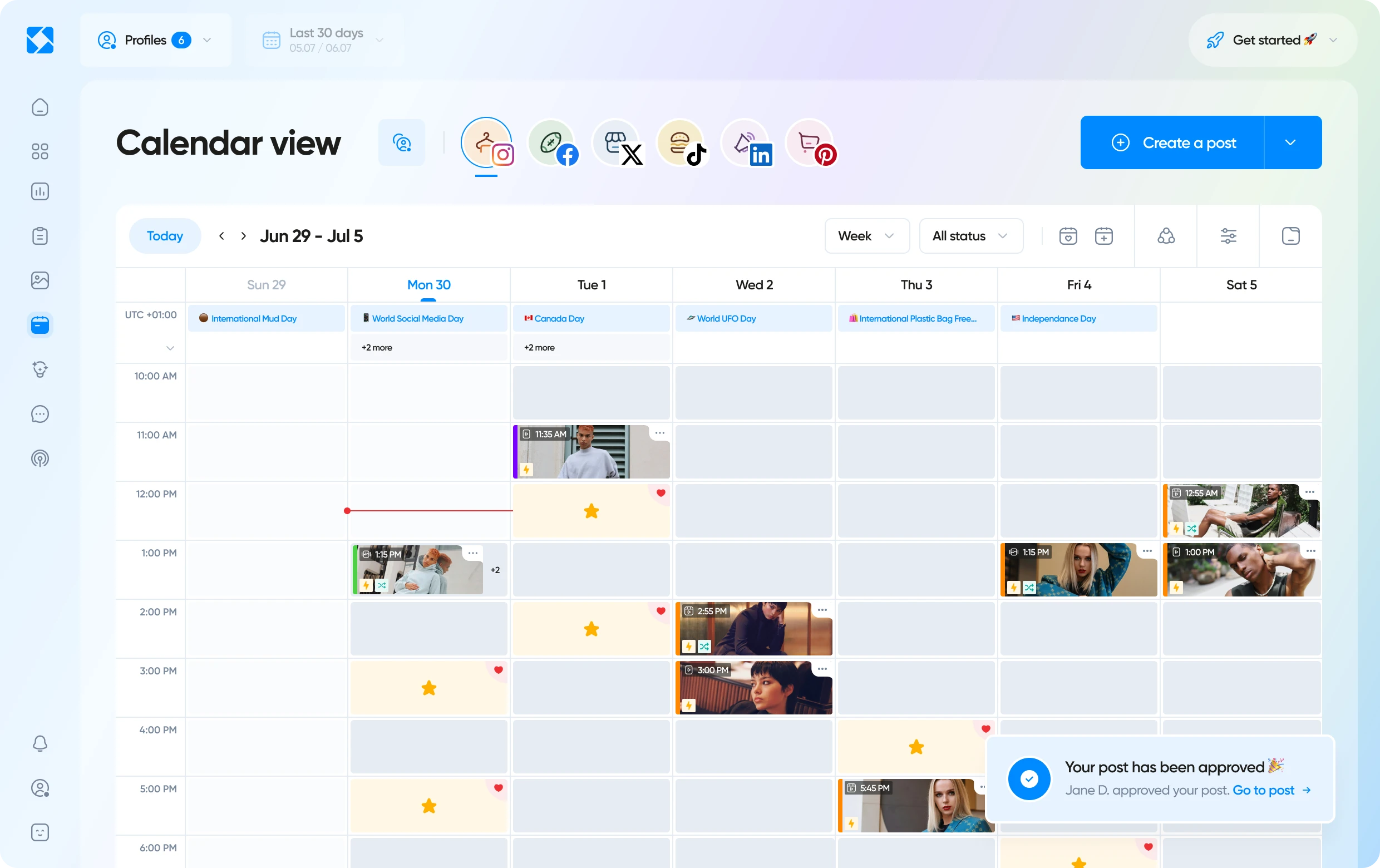 Overview of Iconosquare's collaboration features in dark mode
