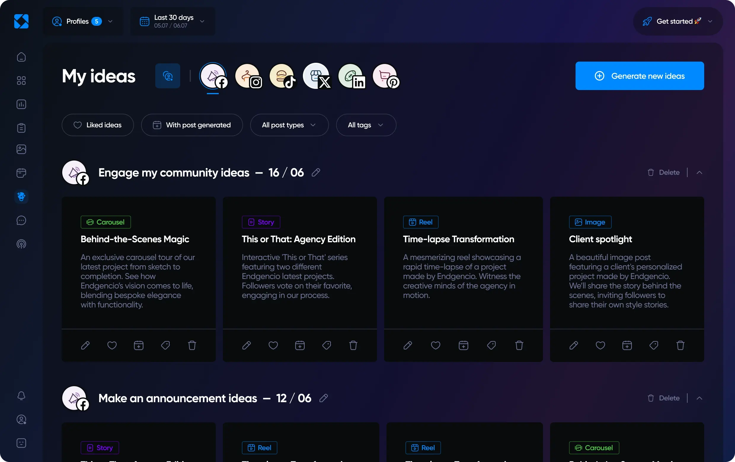 Overview of Iconosquare's AI features in dark mode