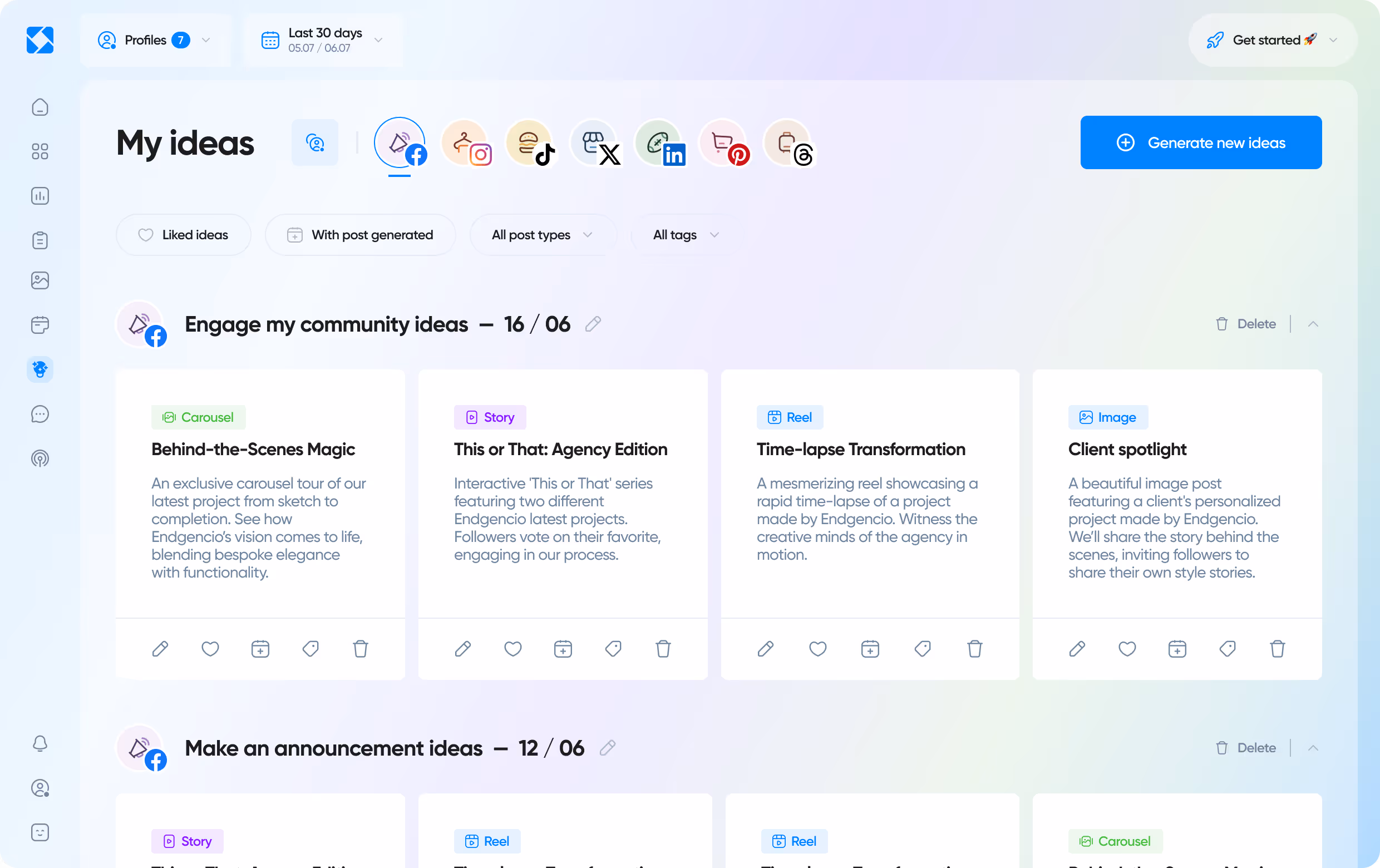 Overview of Iconosquare's AI tools in light mode