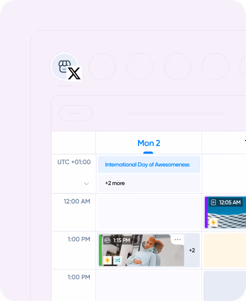Overview of X (Twitter) calendar view from Iconosquare