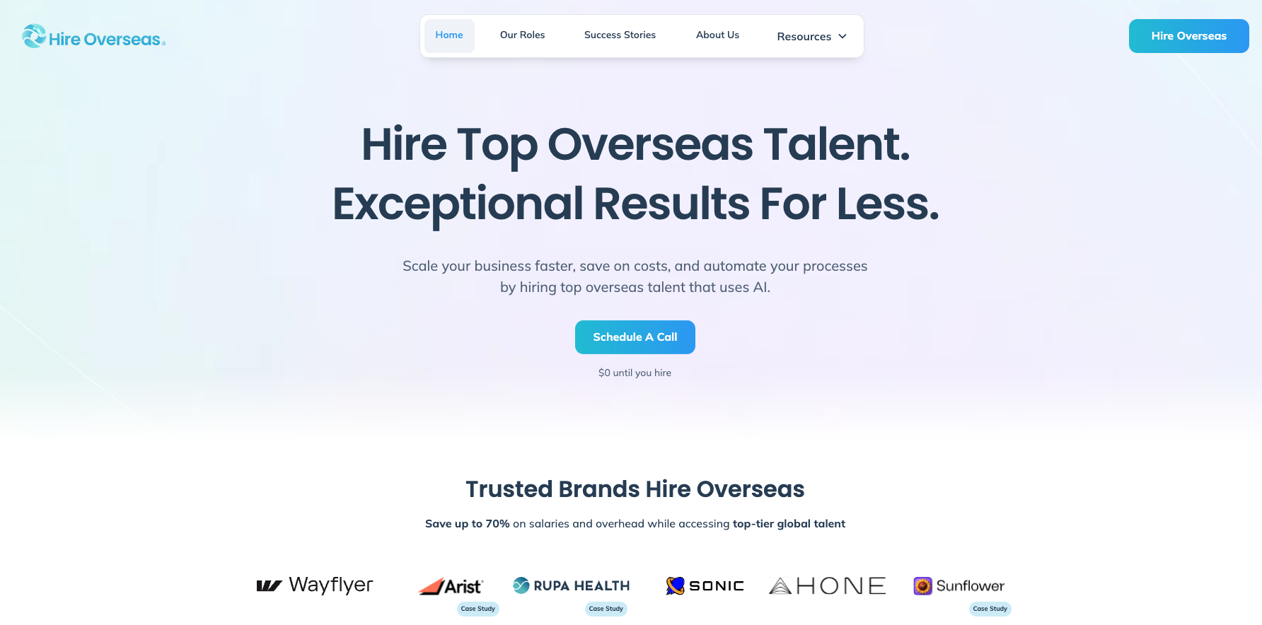 Hire Overseas' home page.