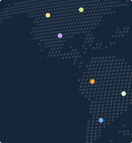Stylized dotted map of Latin America with colorful location markers, representing distributed remote talent and nearshore hiring across the region.