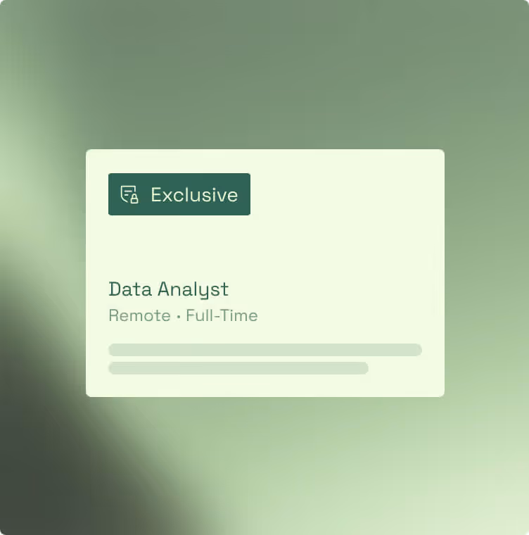 Job listing card for a remote, full-time Data Analyst with an exclusive label.