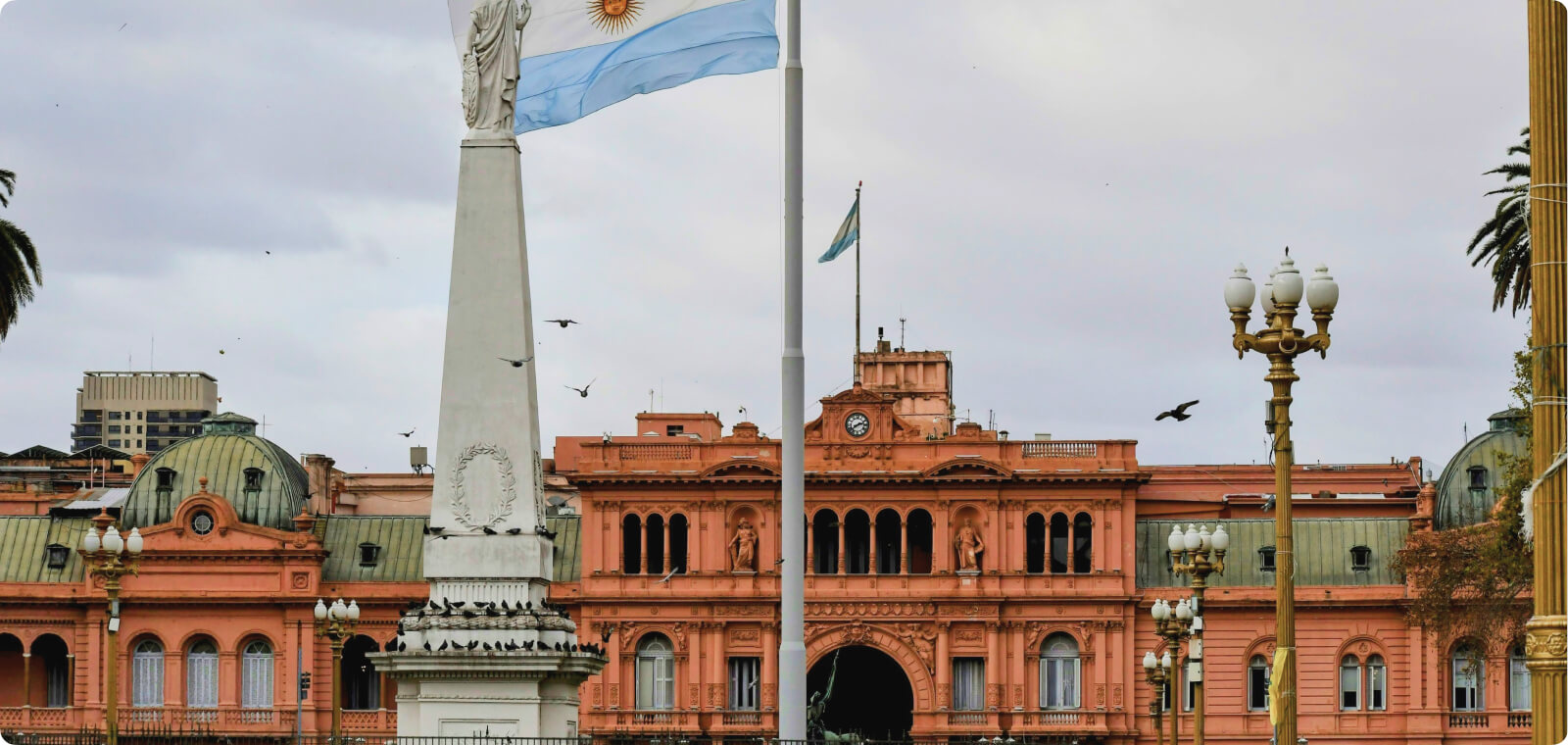 Casa Rosada and the Argentine flag in Buenos Aires, Argentina
