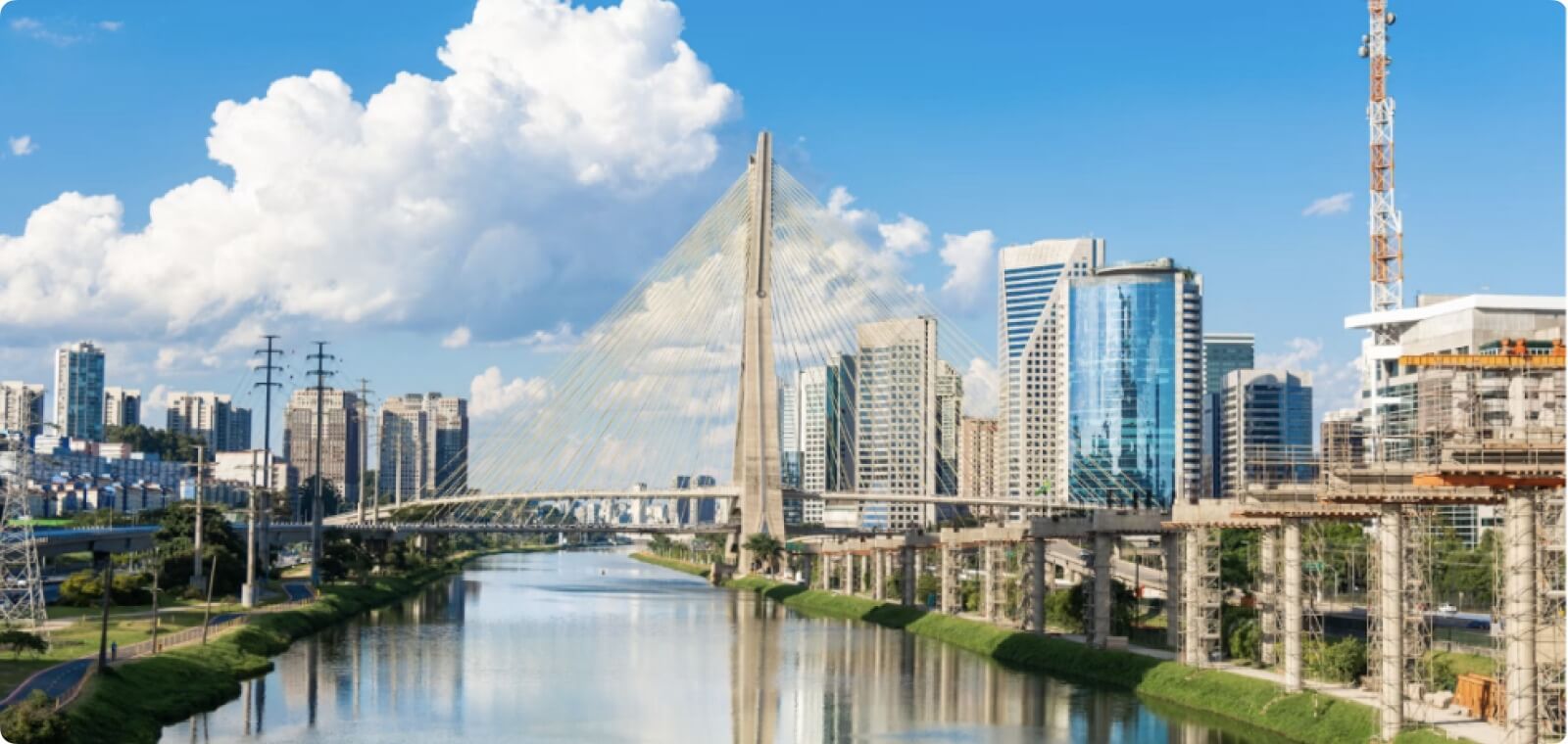 Estaiada bridge and the skyline of Sao Paulo, Brazil