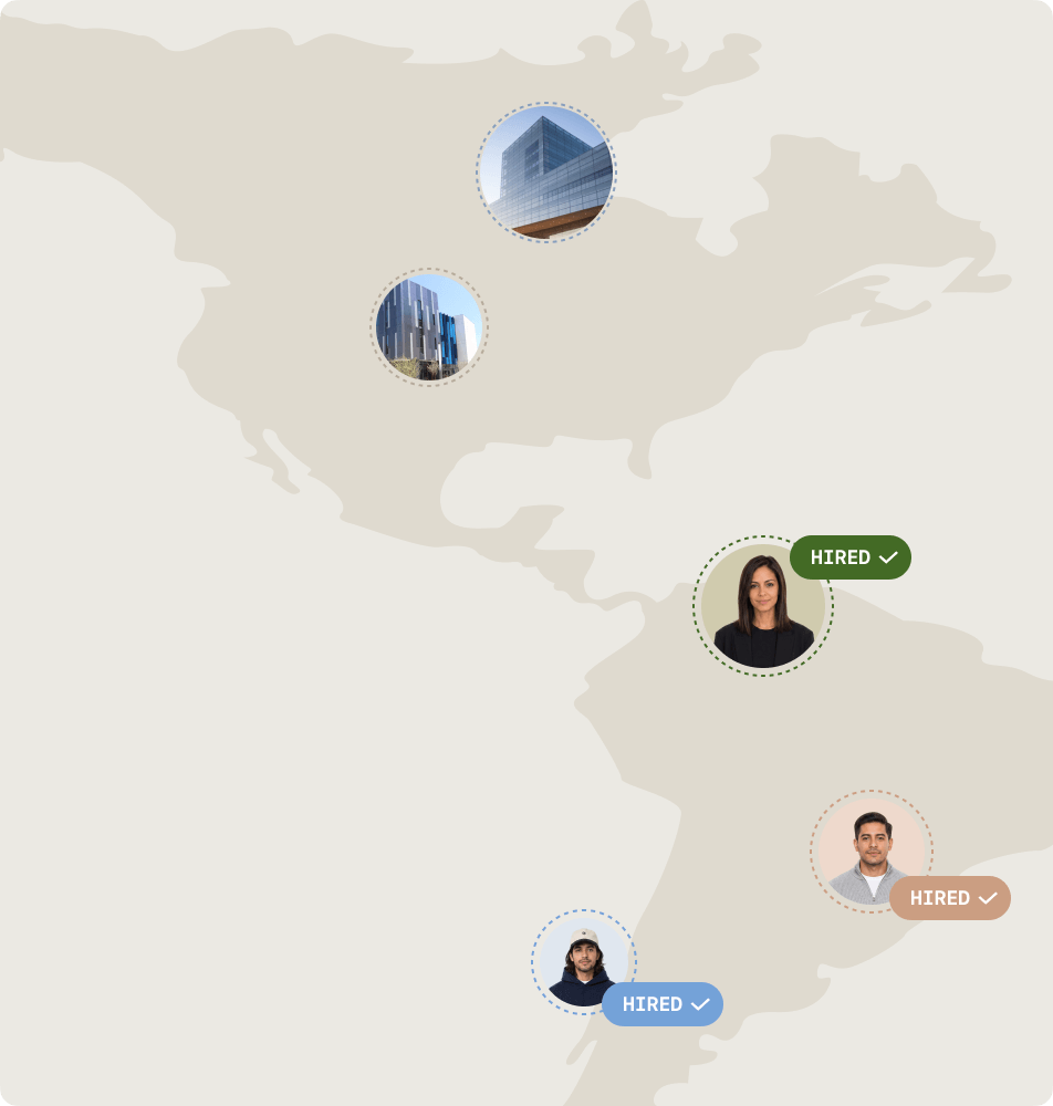 Map of the Americas with remote professionals from Latin America