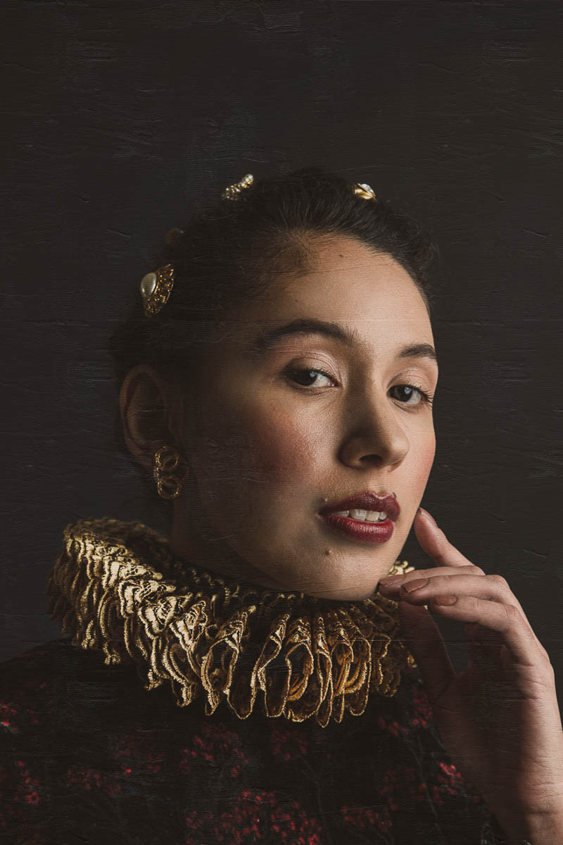 Retrato de modelo con estilismo Barroco para una Editorial de moda 