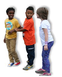 Two boys and one girl in photo, black and white kids.
