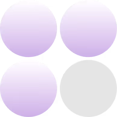 Three purple gradient circles arranged in a triangular pattern on a white background.