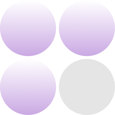 Three purple gradient circles arranged in a triangular pattern on a white background.