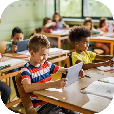 Students in classroom using laptops