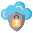 Cloud with a padlock symbolizing cloud data security and protection.